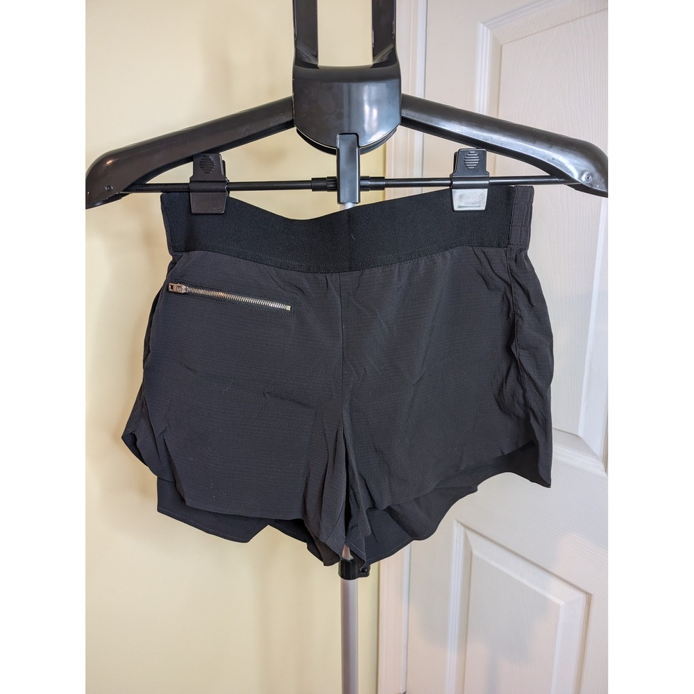 Athleta Athletic Shorts Black Zip Pocket Ripstop Trekkie - Size 4